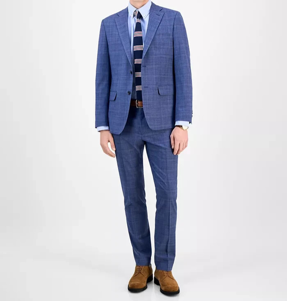 Tommy Hilfiger Men Modern Fit Wool Th-Flex Stretch Suit Blue Size 36S